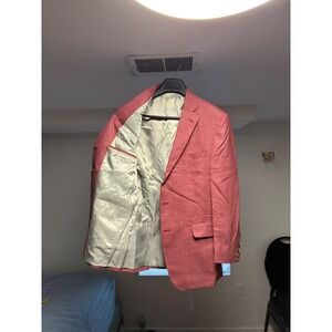 Williams & Kent Mens 42R Wool Blazer Sport Coat Red Pink Textured 2-Button USA